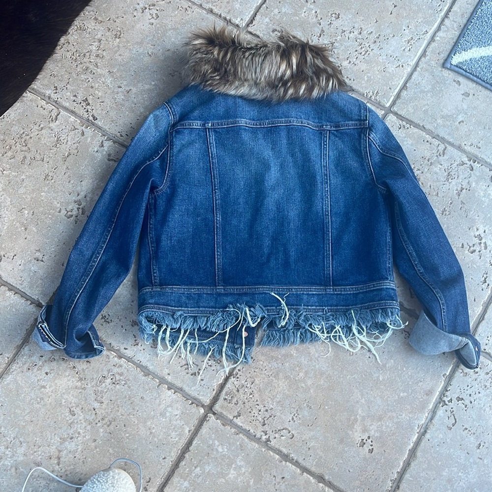 Seven for all mankind Jean jacket. S REMOVABLE FUR COLLAR NWOT - Picture 5 of 5